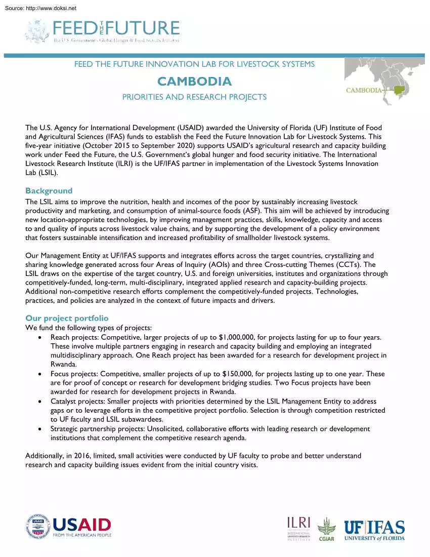 Cambodia, Priorities and Research Projects