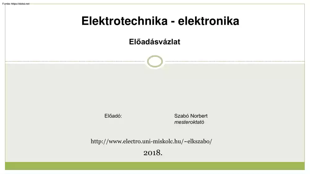 Szabó Norbert - Elektrotechnika -elektronika