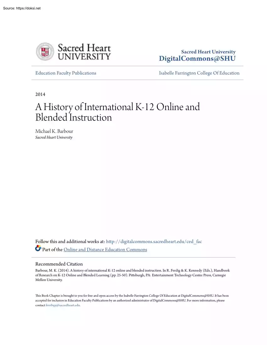 Michael K. Barbour - A History of International K-12 Online and Blended Instruction