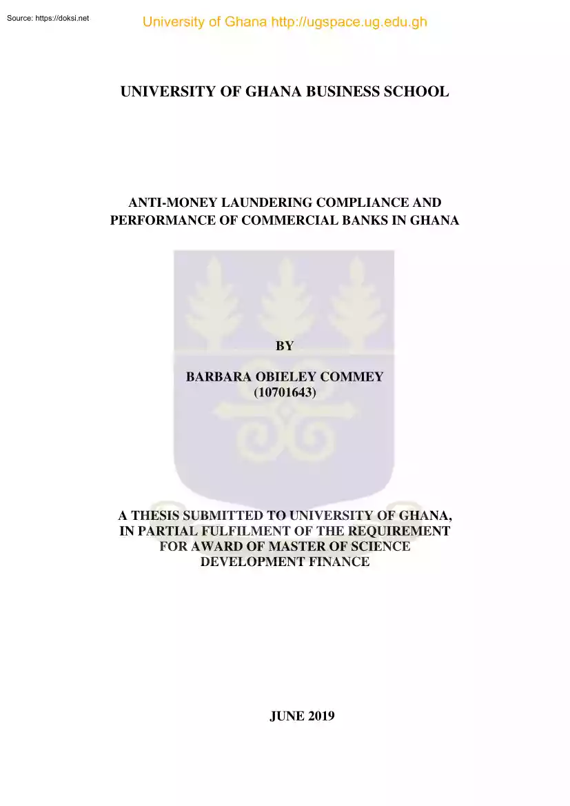 Barbara Obieley Commey - Anti Money Laundering Compliance and Performance of Commercial Banks in Ghana