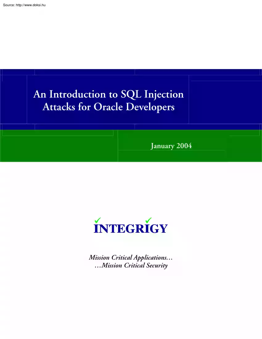 An introduction to SQL injection attacks for Oracle developers