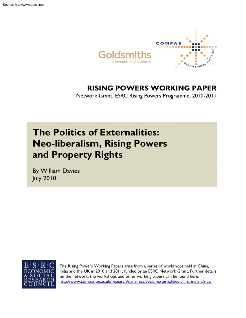 William Davies - The Politics of Externalities, Neo-liberalism, Rising Powers and Property Rights