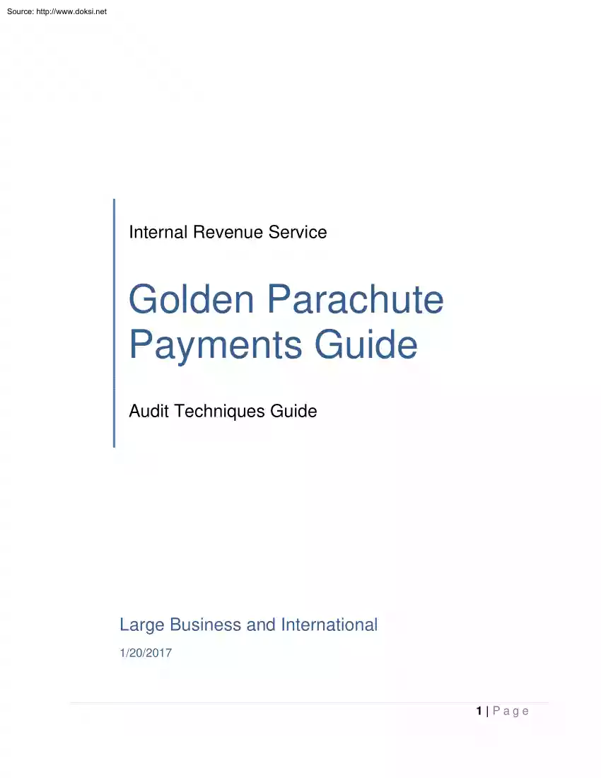 Golden Parachute Payments Guide, Audit Techniques Guide