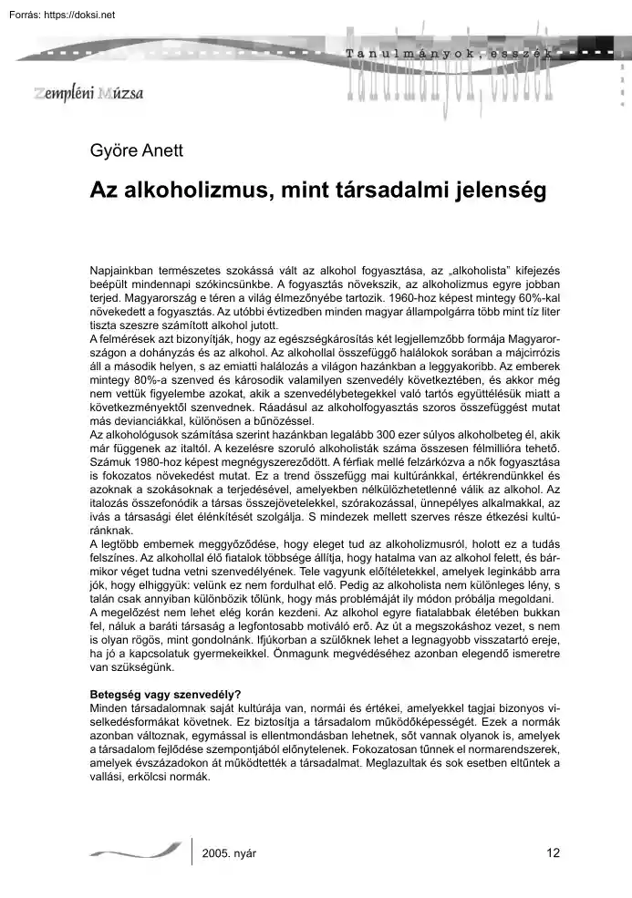 Györe Anett - Az alkoholizmus, mint társadalmi jelenség