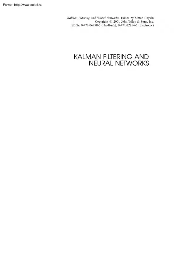 John Wiley - Kalman Filtering & Neural Networks