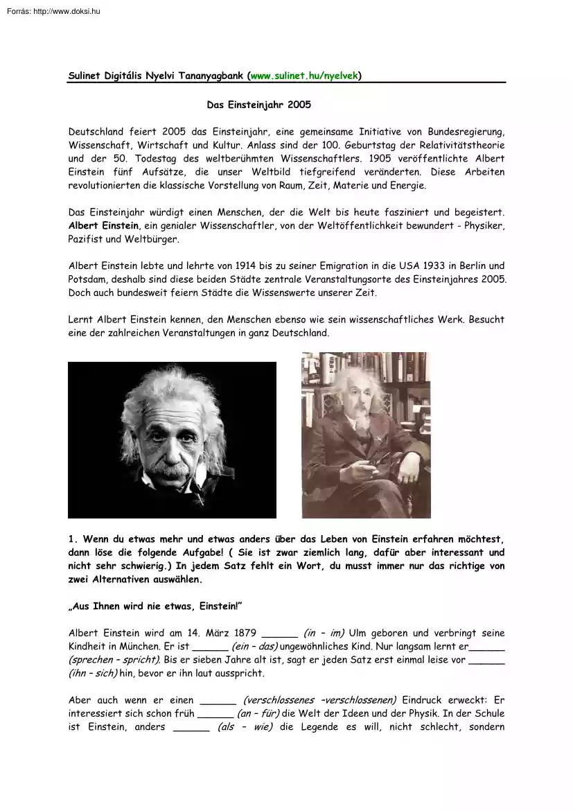 Einsteinről németül