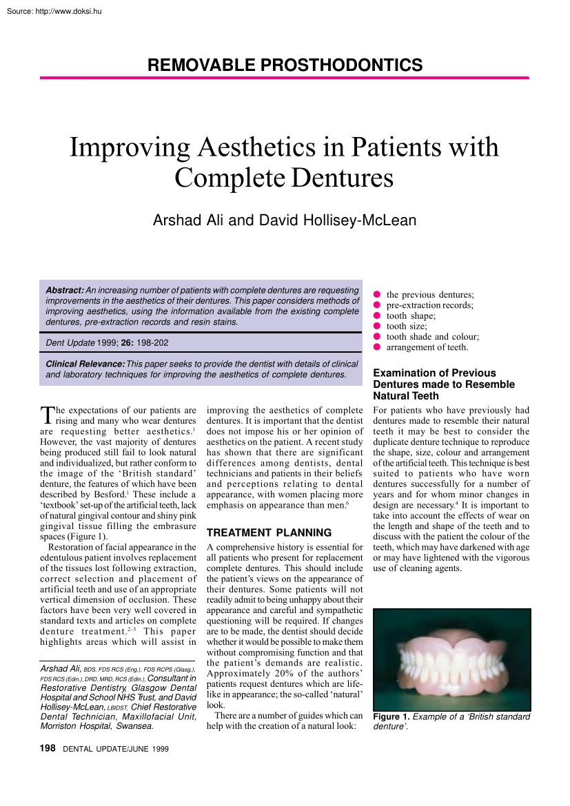 Arshad-David - Improving aesthetics in patients with complete dentures
