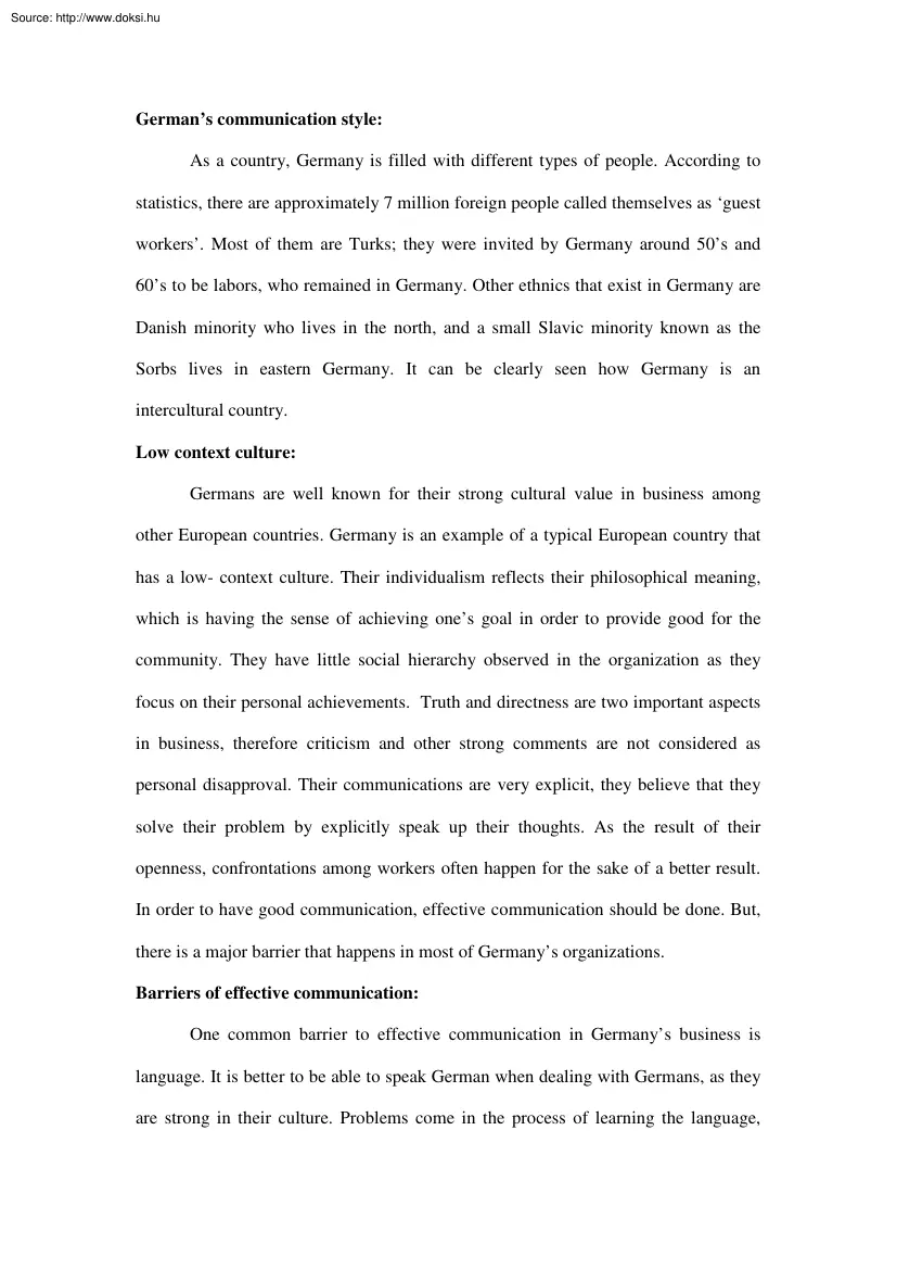 Germans communication style