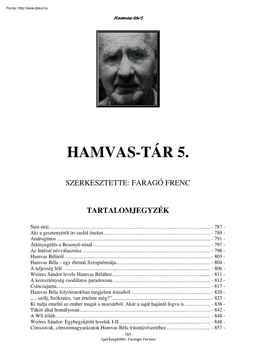 Faragó Ferenc - Hamvas tár 5.