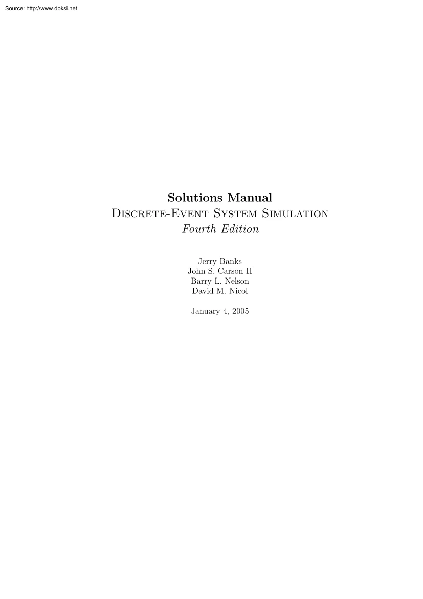 Jerry Banks - Solutions Manual, Discrete-event System Simulation