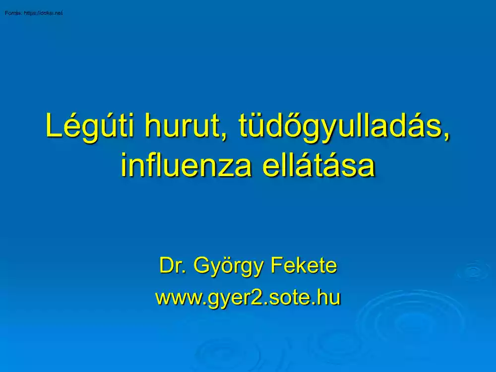 Dr. Fekete György - Légúti hurut, tüdőgyulladás, influenza ellátása