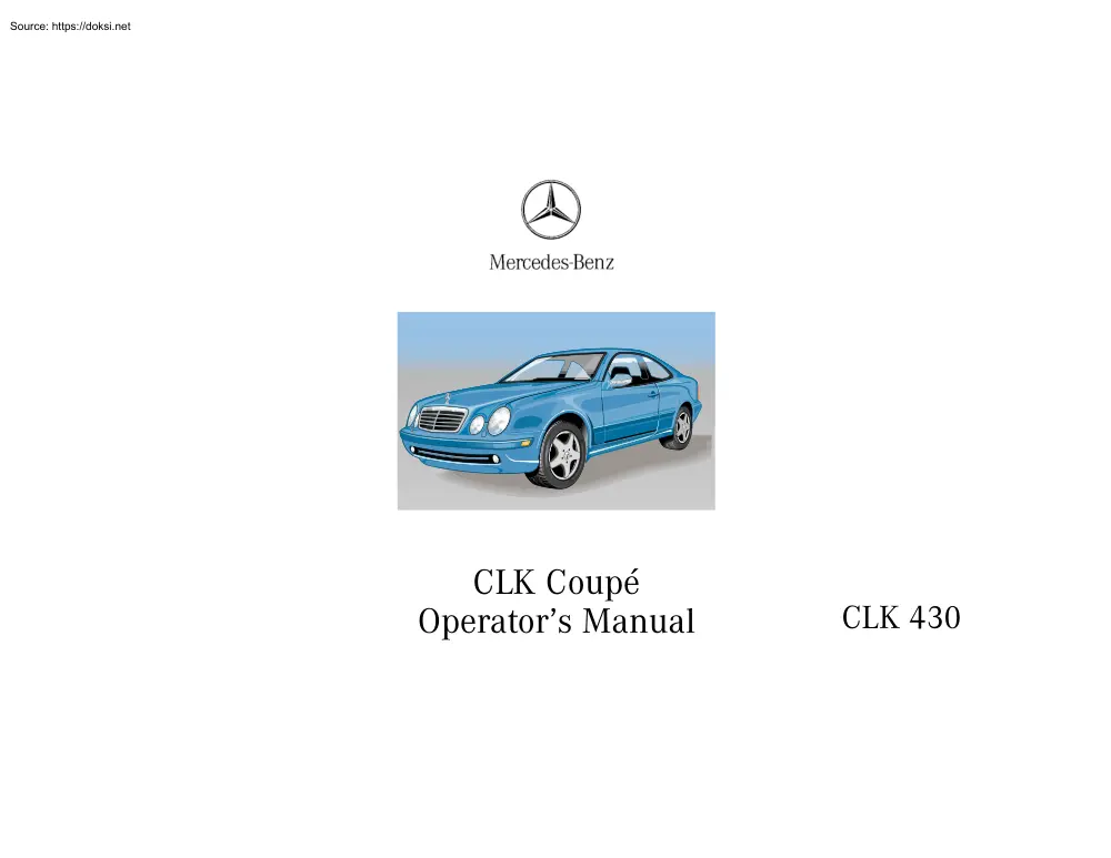 Mercedes-Benz CLK class, operators manual, 2000