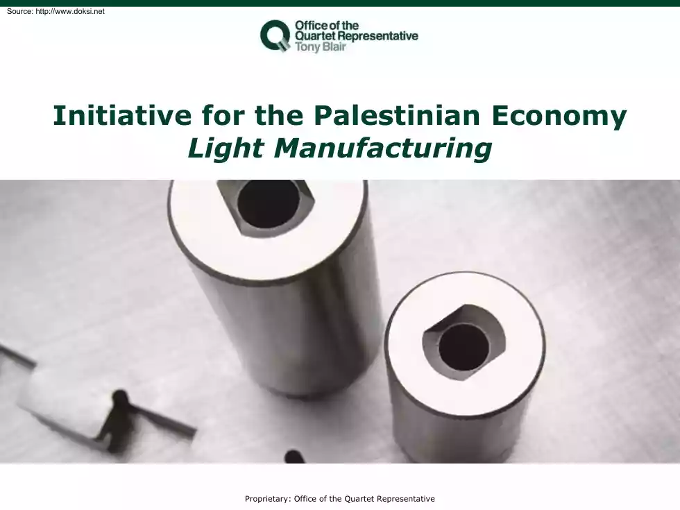 Initiative for the Palestinian Economy, Light Manufacturing