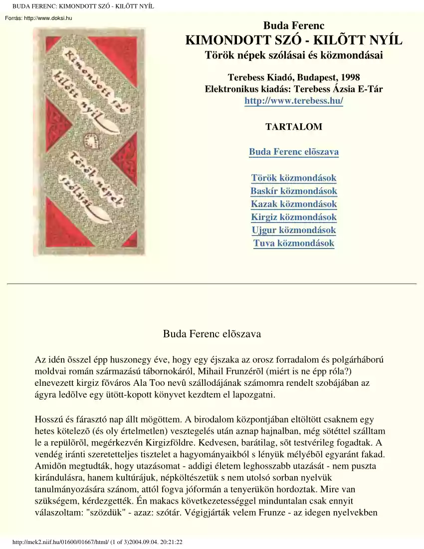 Buda Ferenc - Török népek szólásai és közmondásai