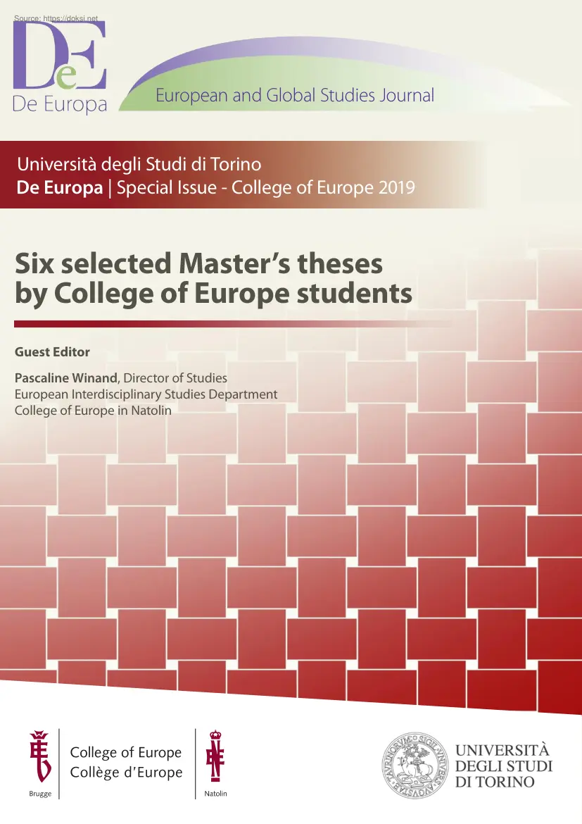 Pascaline Winand - Six selected masters theses by College of Europe students