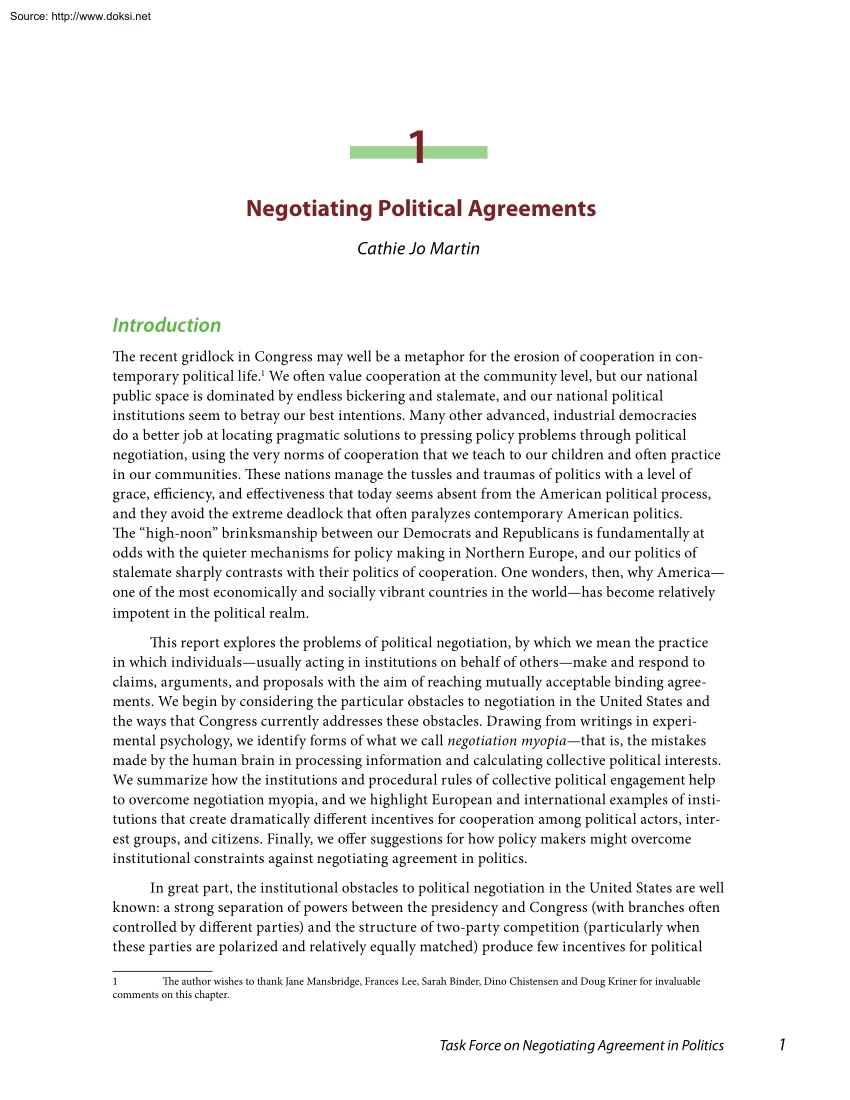 Cathie Jo Martin - Negotiating Political Agreements