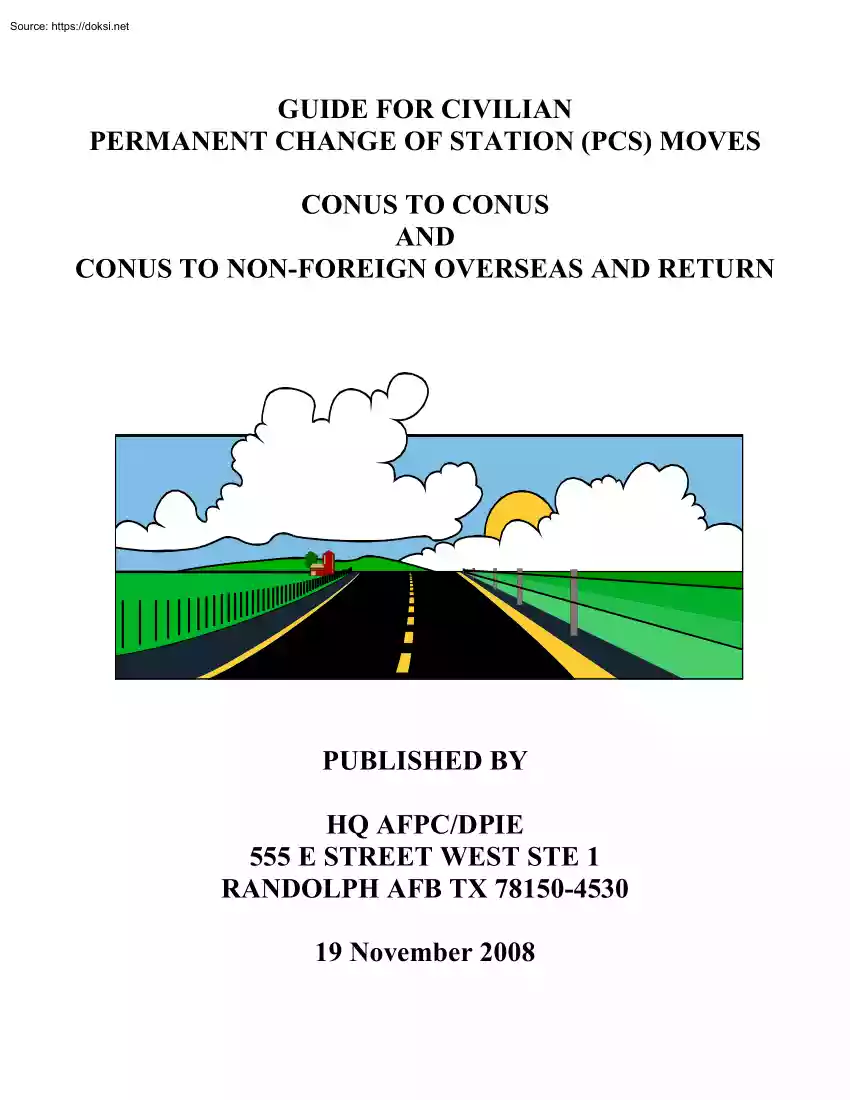 Guide for Civilian Permanent Change of Station Moves, Conus to Conus and Conus to Non-Foreign Overseas and Return