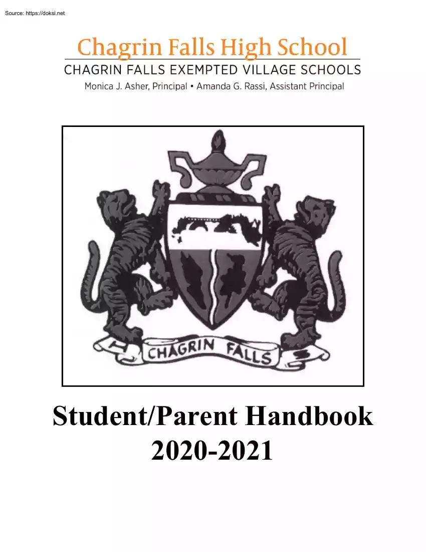 Chagrin Falls High School, Student Parent Handbook