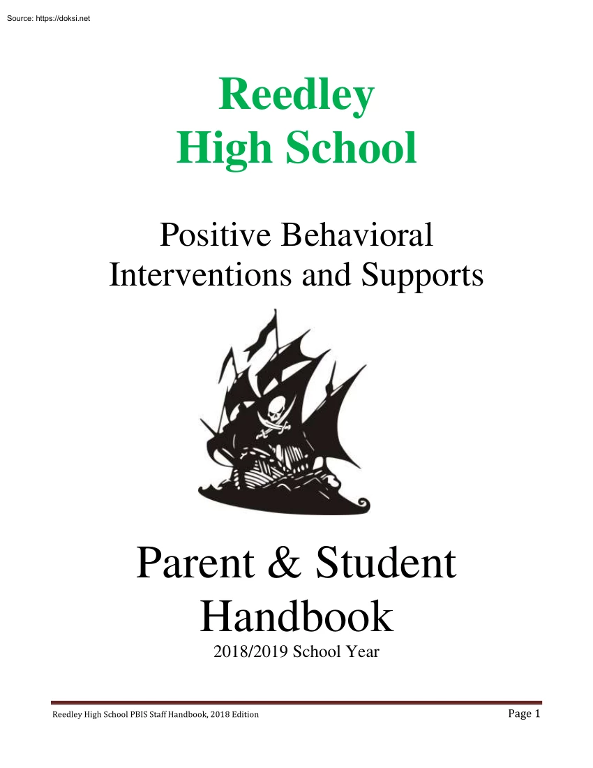 Reedley High School, Parent and Student Handbook