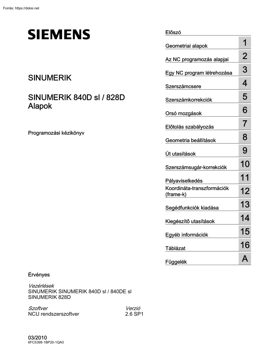 Siemens Sinumerik 840D sl, 828D, Programozási kézikönyv
