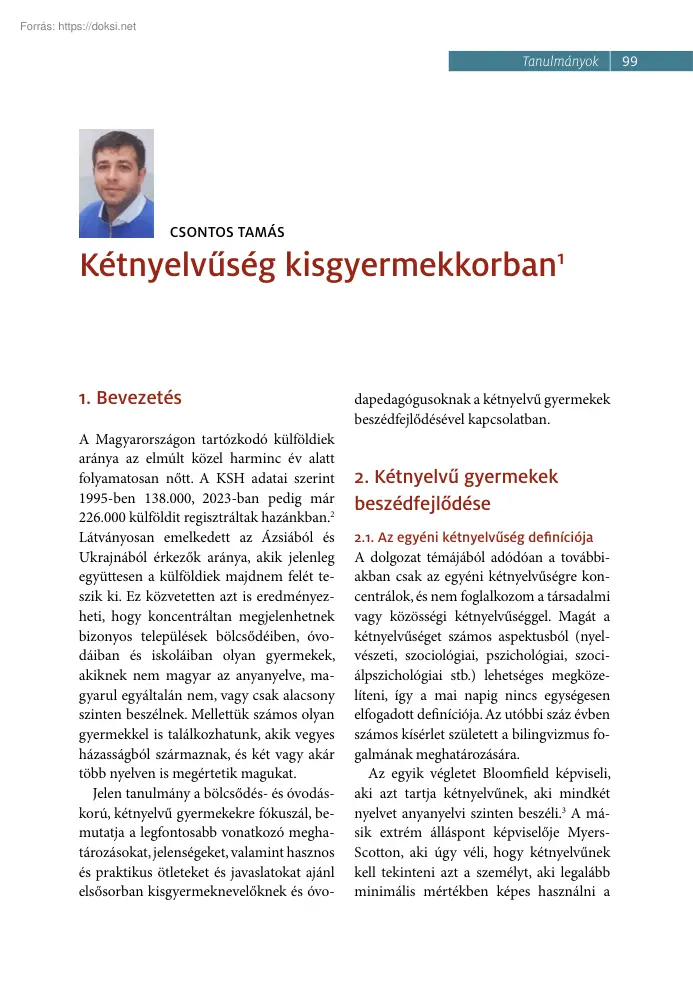 Csontos Tamás - Kétnyelvűség kisgyermekkorban