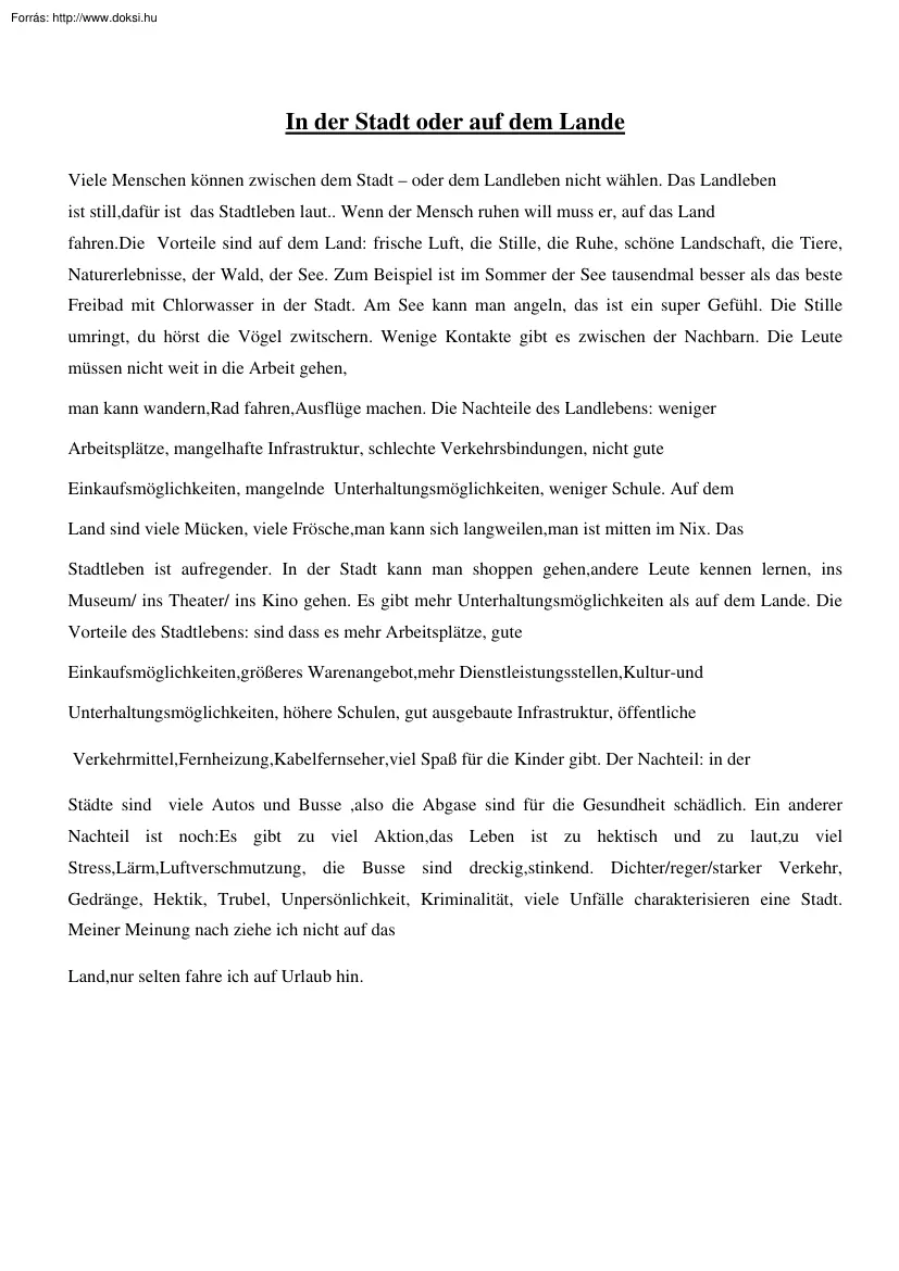 Kiss Alexandra - In der Stadt oder auf dem Lande