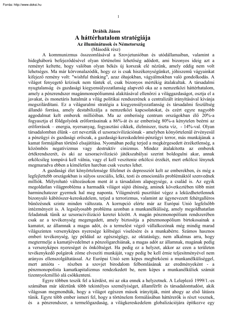 Drábik János - Az illuminátusok és Németország II