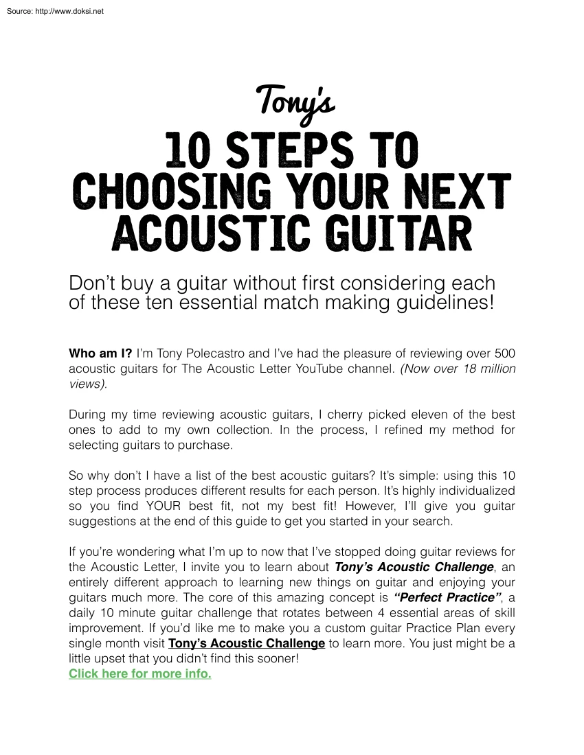Tonys 10 Steps to Choosing your next Acoustic Guitar