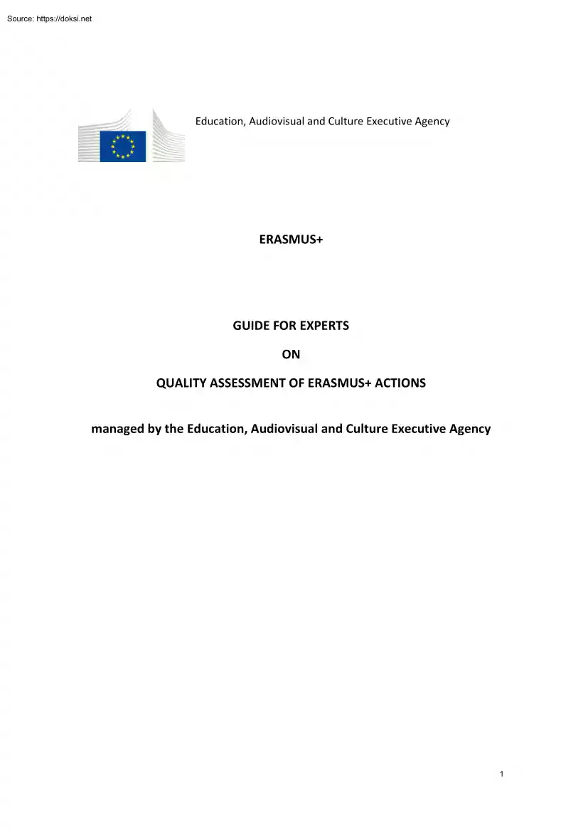 Guide for Experts on Quality Assessment of Erasmus+ Actions
