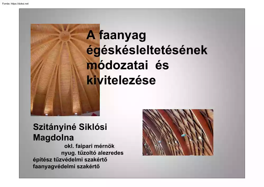 Szitányiné Siklódi Magdolna - A faanyag égéskésleltetésének módozatai és kivitelezése