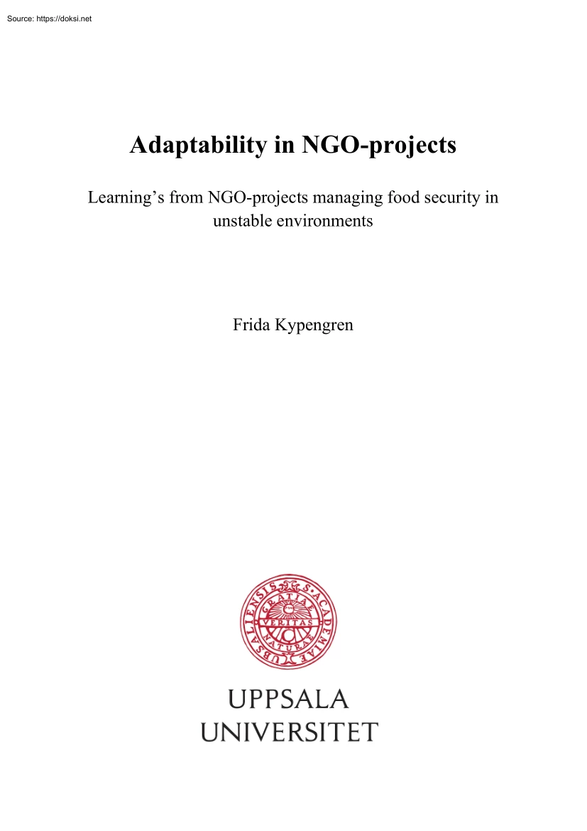 Frida Kypengren - Adaptability in NGO-projects