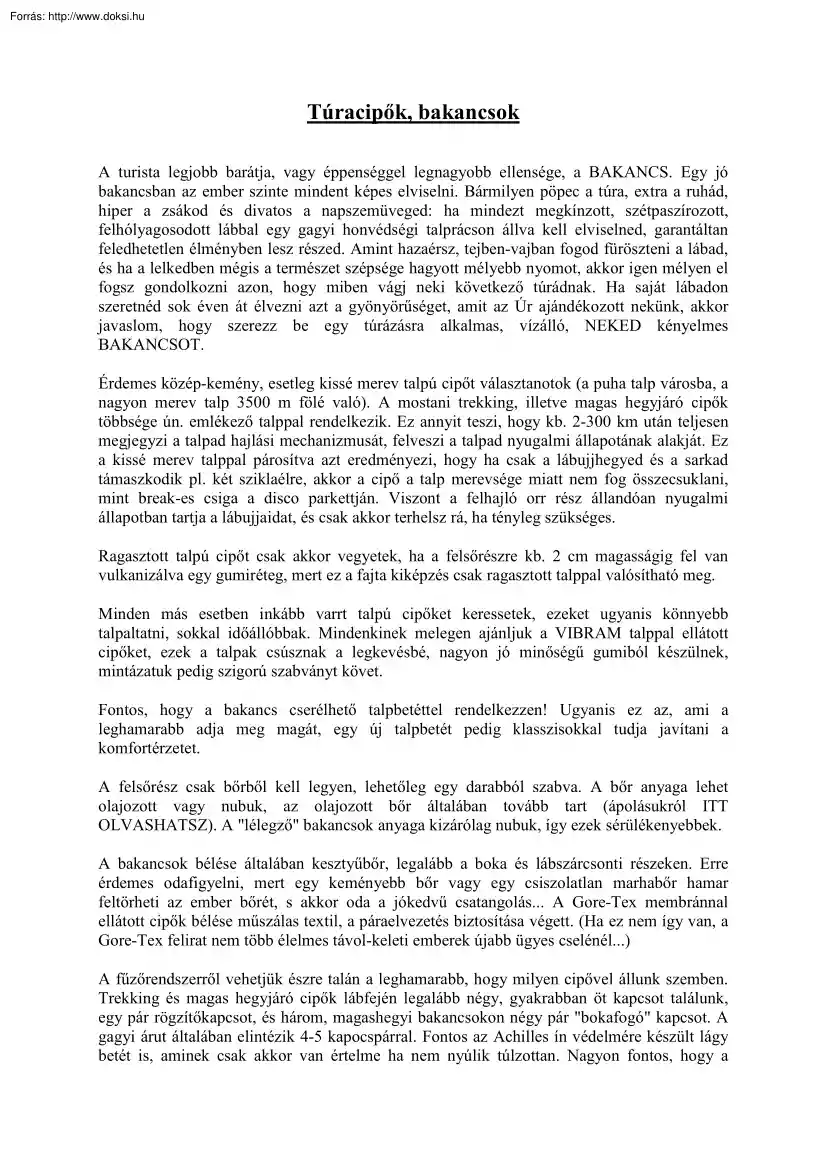 Túracipők, bakancsok
