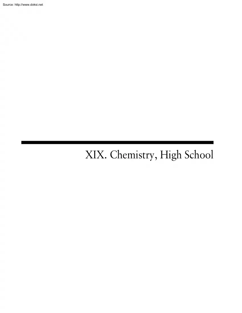 XIX. Chemistry, High School Chemistry Test