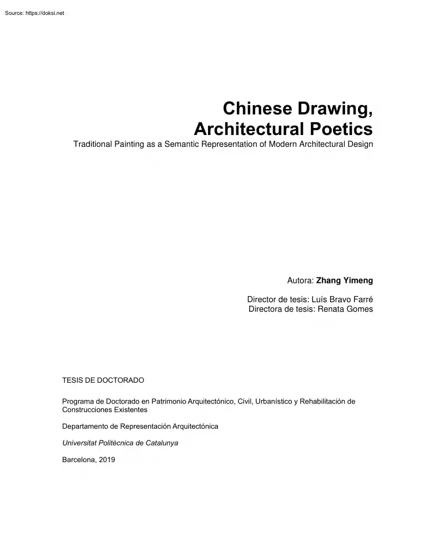 Zhang Yimeng - Chinese Drawing, Architectural Poetics