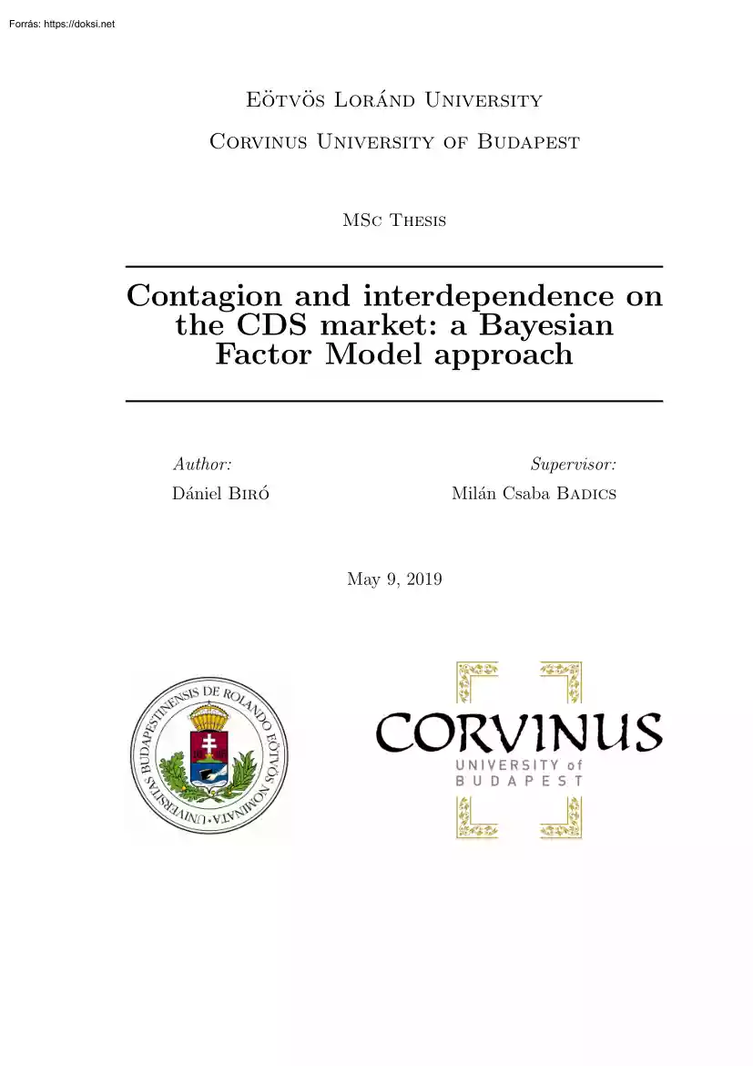 Dániel Biró - Contagion and interdependence on the CDS market, a BayesianFactor Model approach