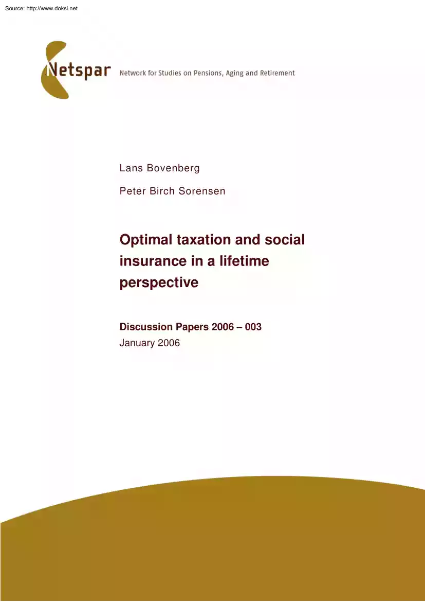 Lans-Peter - Optimal Taxation and Social Insurance in a Lifetime Perspective