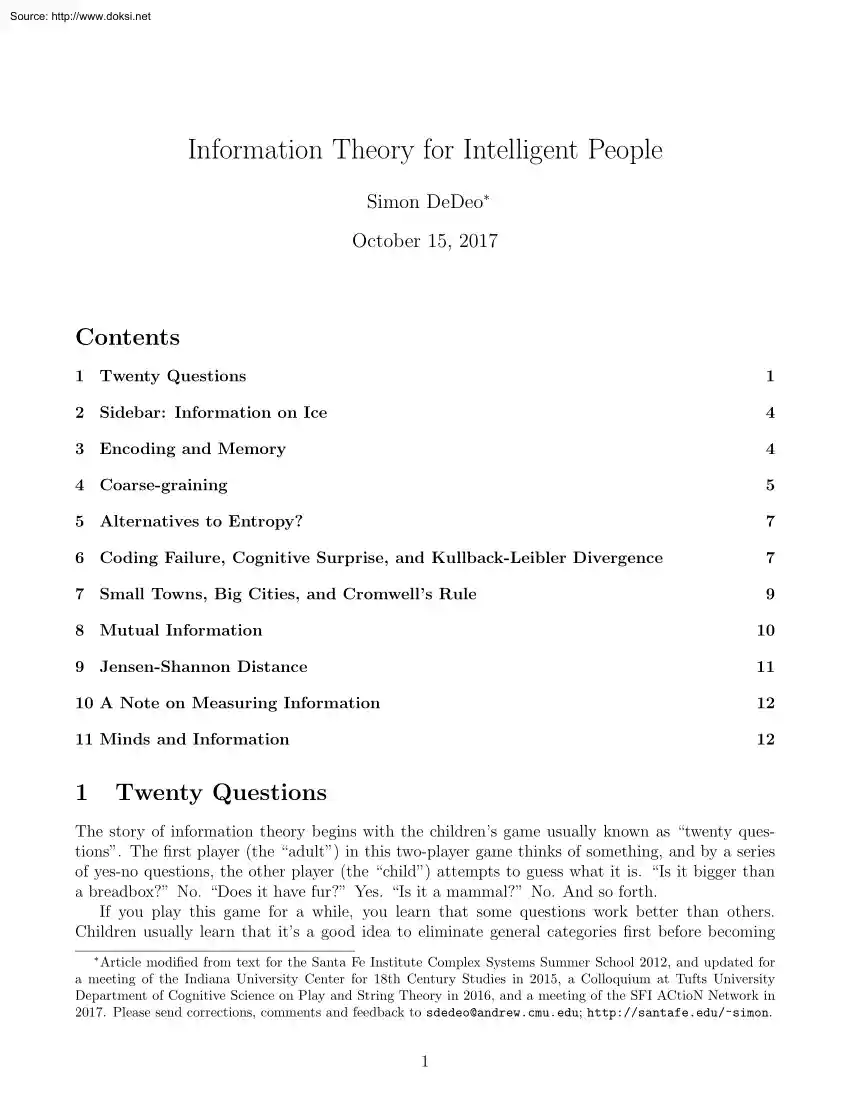 Simon DeDeo - Information Theory for Intelligent People
