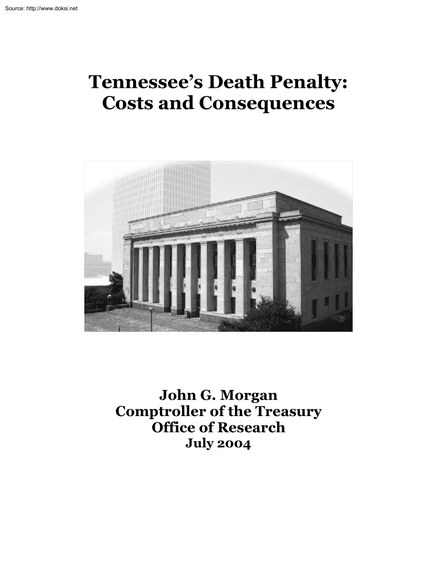 John G. Morgan - Tennessees Death Penalty, Costs and Consequences