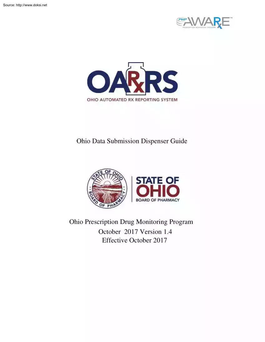 Ohio Data Submission Dispenser Guide, Ohio Prescription Drug Monitoring Program