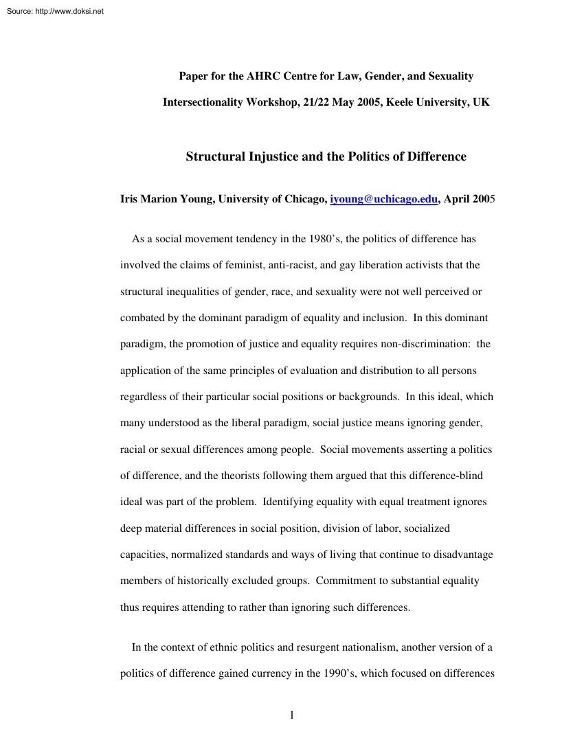 Structural Injustice and the Politics of Difference