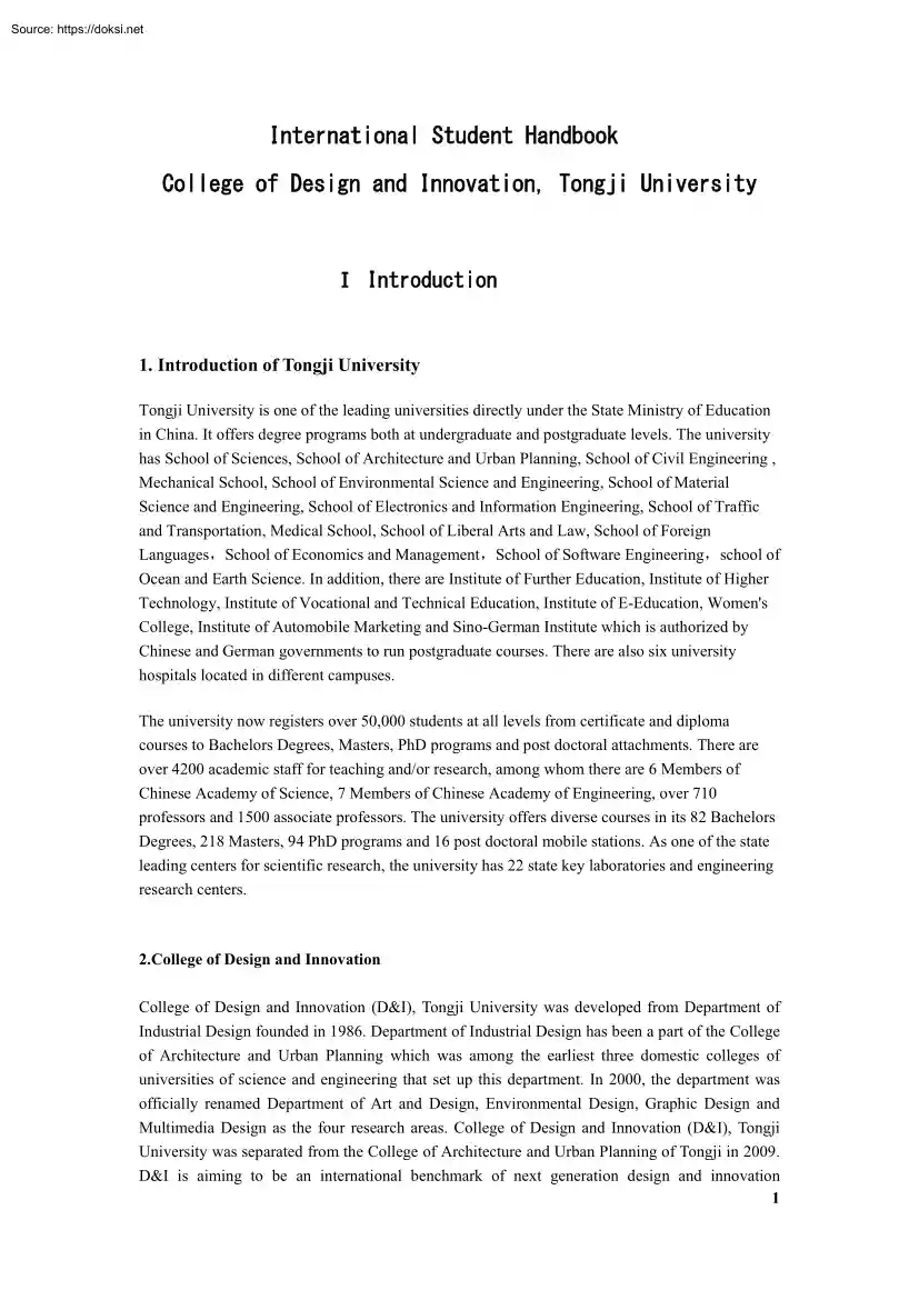 Tongji University, International Student Handbook
