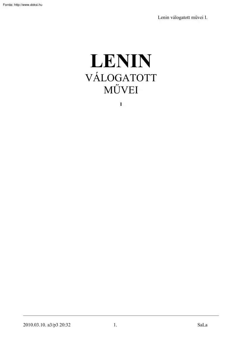 Lenin válogatott művei I