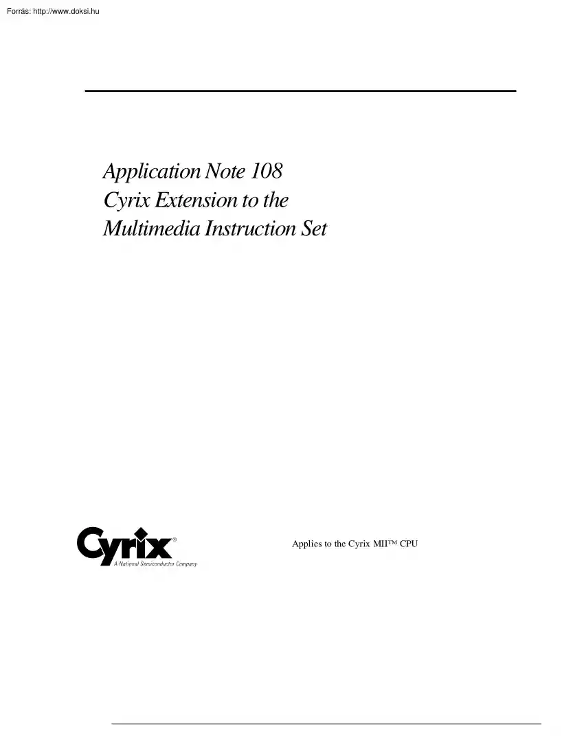 Cyrix Extension to the Multimedia Instructions Set