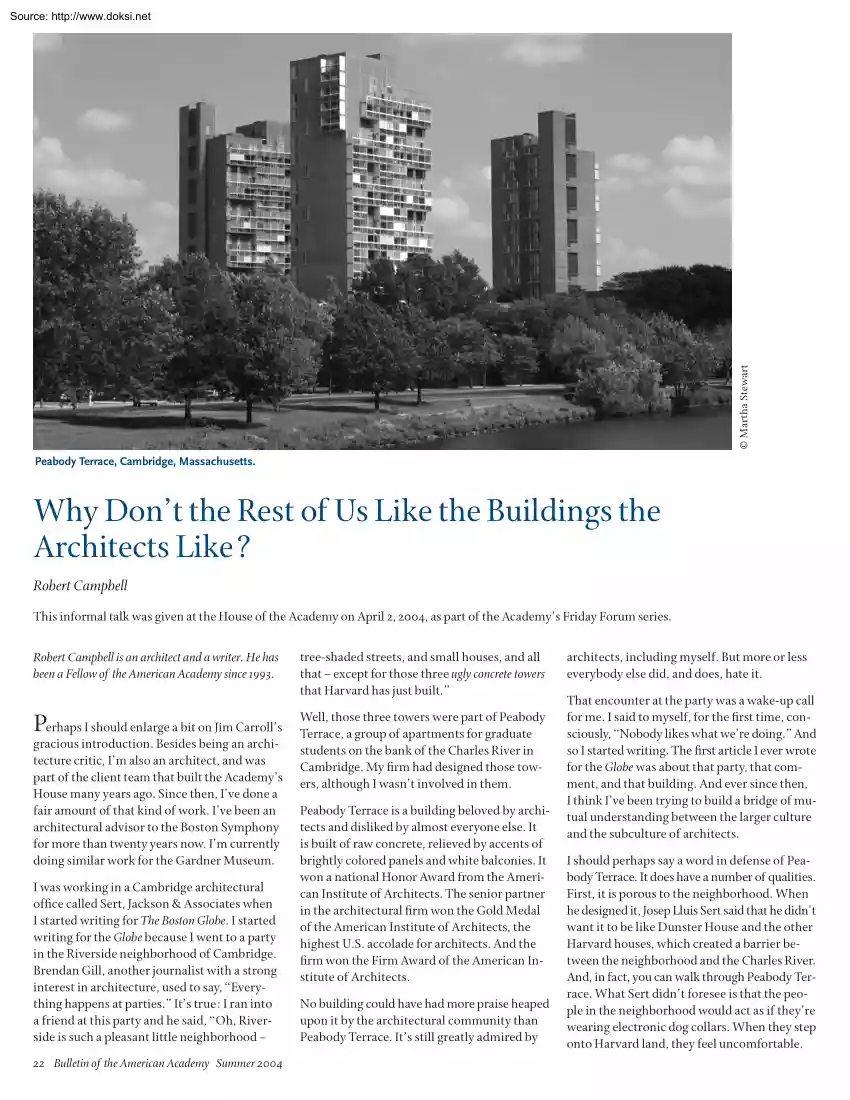 Robert Campbell - Why dont the Rest of Us Like the Buildings the Architects Like
