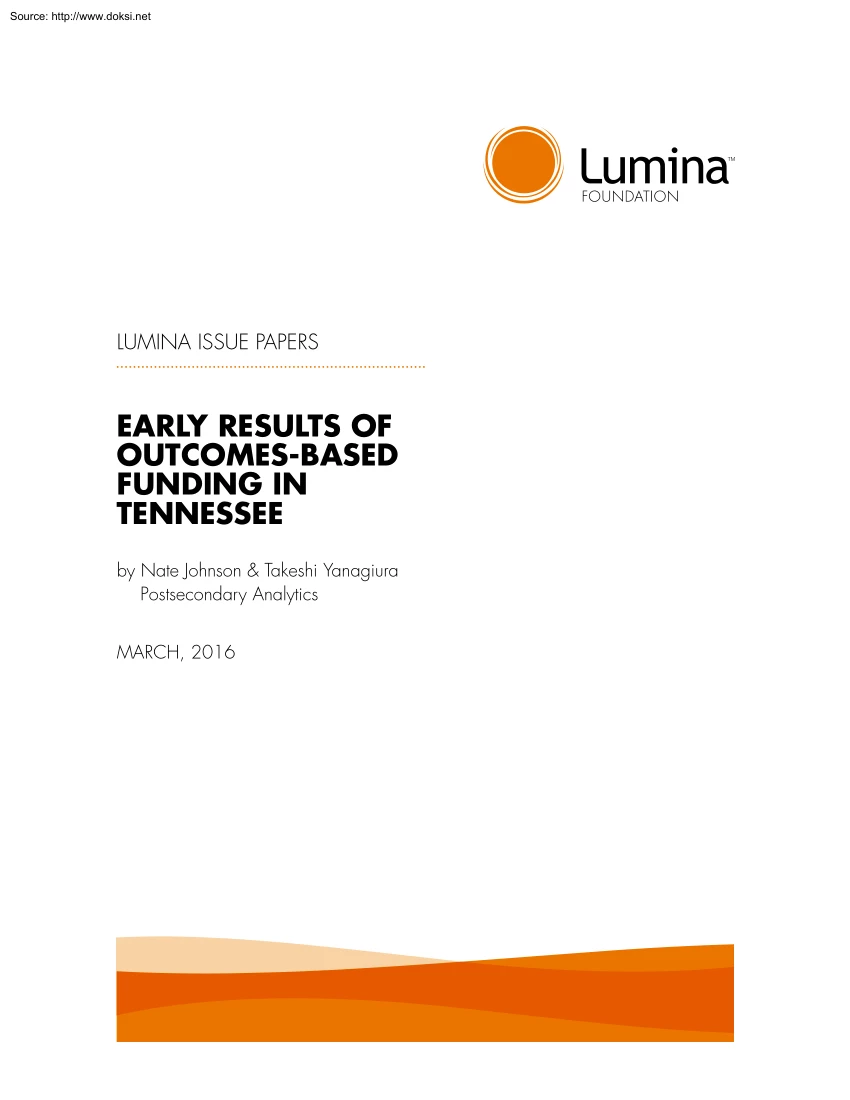 Johnson-Yanagiura - Early Results of Outcomes Based Funding in Tennessee