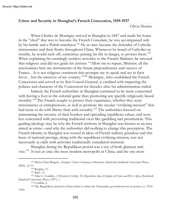 Olivia Hunter - Crime and Security in Shanghais French Concession, 1919-1937