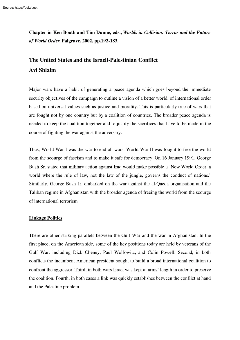 Avi Shlaim - The United States and the Israeli-Palestinian Conflict