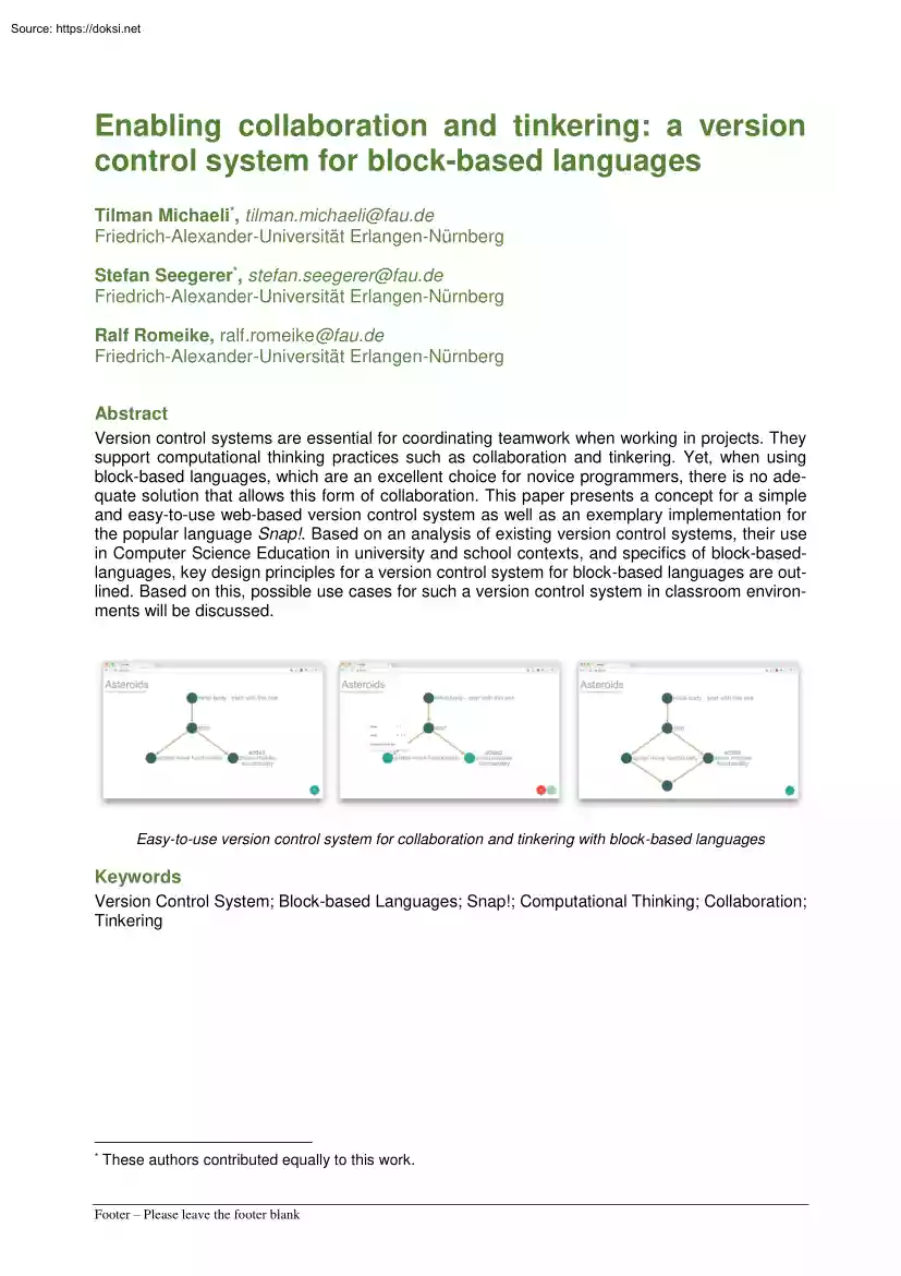 Enabling collaboration and tinkering, a version control system for block-based languages