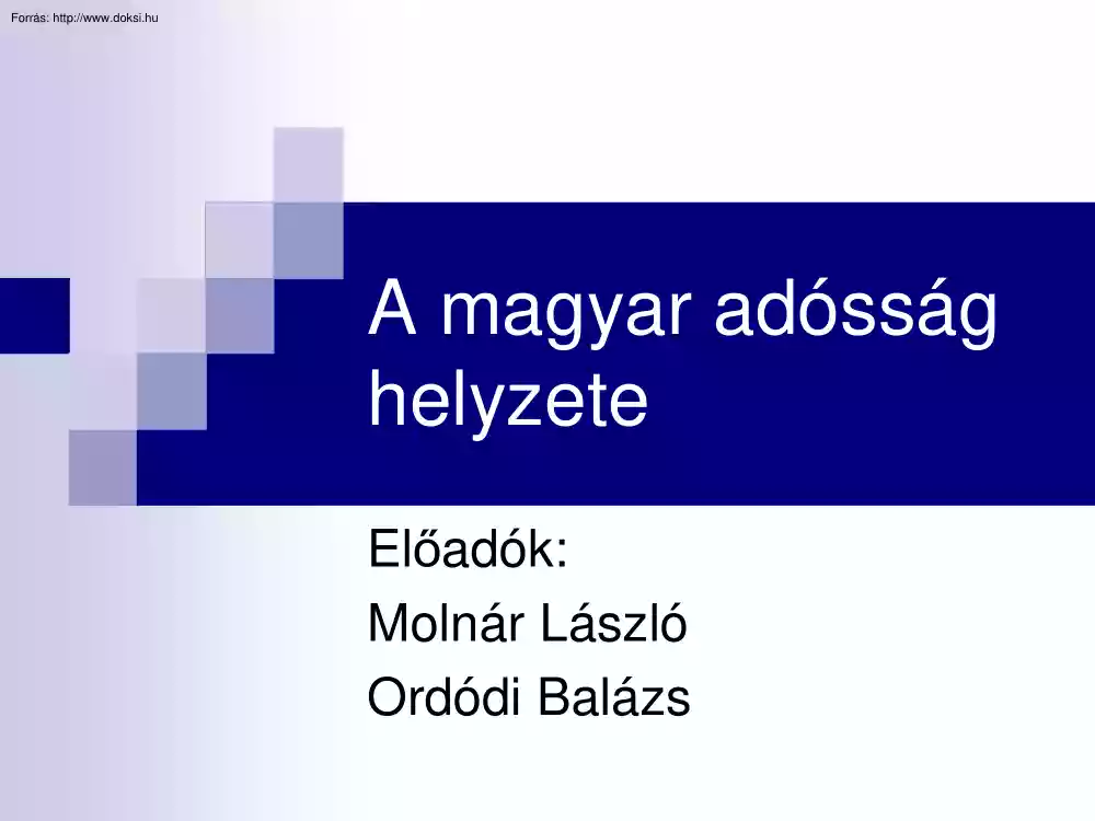 Molnár-Ordódi - A magyar adósság helyzete