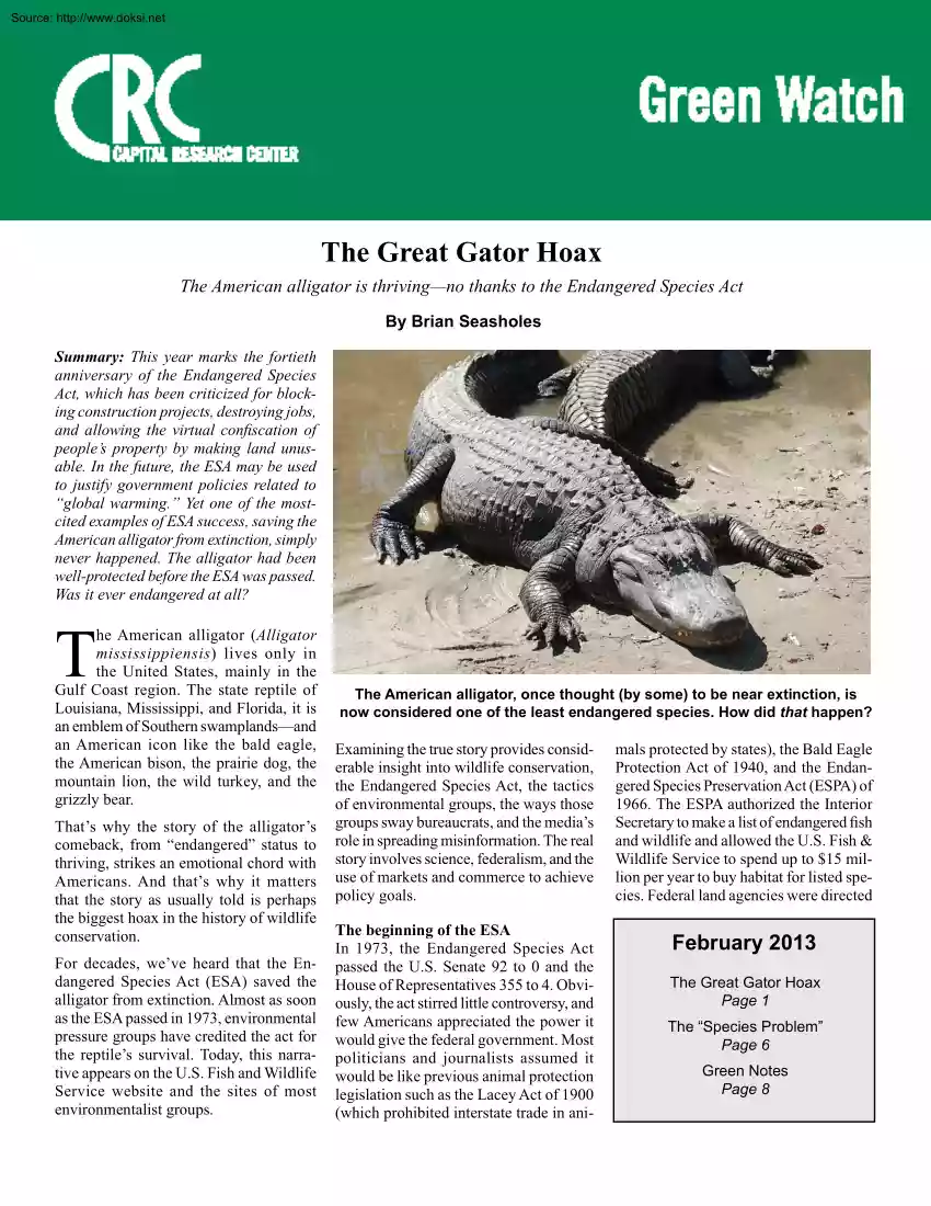 Brian Seasholes - The Great Gator Hoax